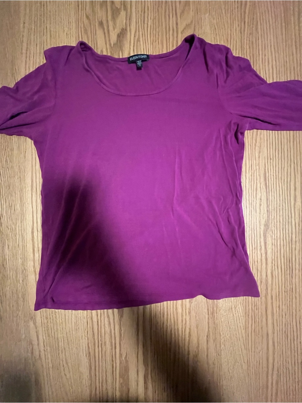 Eileen Fisher Petite Rayon Lycra Top Magenta Fuscia Size M 3/4 Length Sleeve